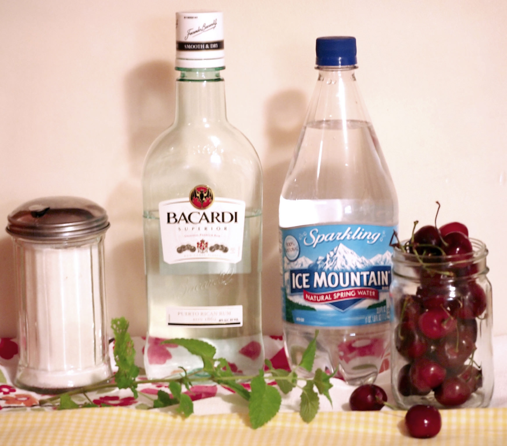Ingredients for Cherry Mojito Cocktailss